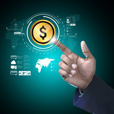 Dolar işareti üzerinde gösteren bir el