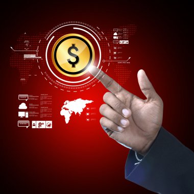 Dolar işareti üzerinde gösteren bir el