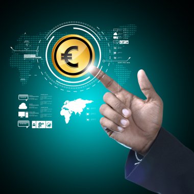 Euro simgesi üzerinde gösteren bir el