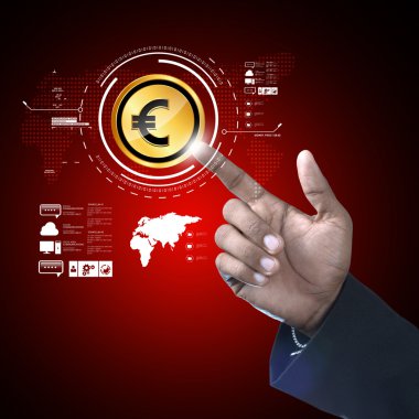 Euro simgesi üzerinde gösteren bir el