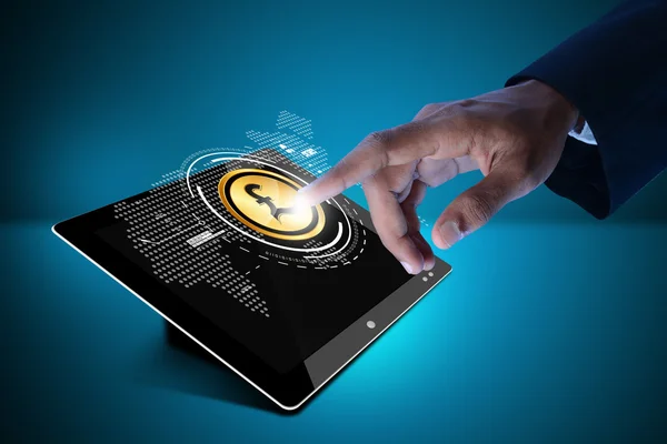 Signo de libra prensada a mano en tableta digital — Foto de Stock