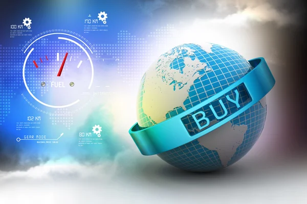 De hele wereld met kopen woord — Stockfoto