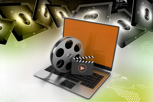 Laptop with reel concept — Stock Photo, Image