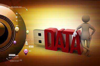 İşadamı ile veri usb birden parlamak götürmek