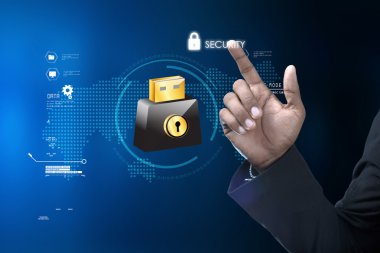 Usb Flash kilit işareti ile gösteren bir el