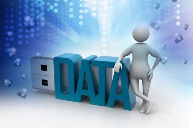 İşadamı ile veri usb birden parlamak götürmek