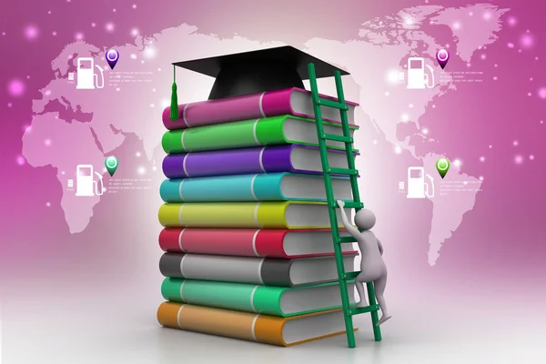 Graduation mortar on top of books — Stock Photo, Image