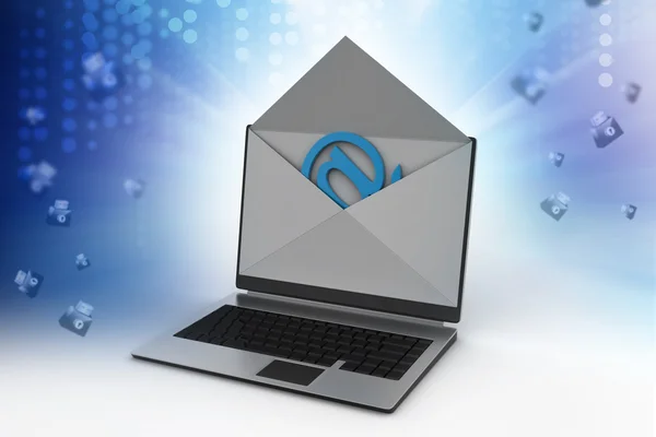 Email sign and laptop — Stock Photo, Image