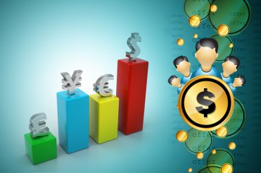 Renkli para birimi grafik