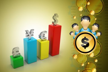 Renkli para birimi grafik