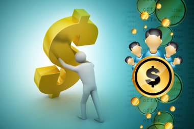 Kişi holding dolar işareti