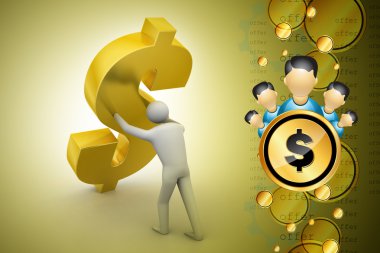 Kişi holding dolar işareti