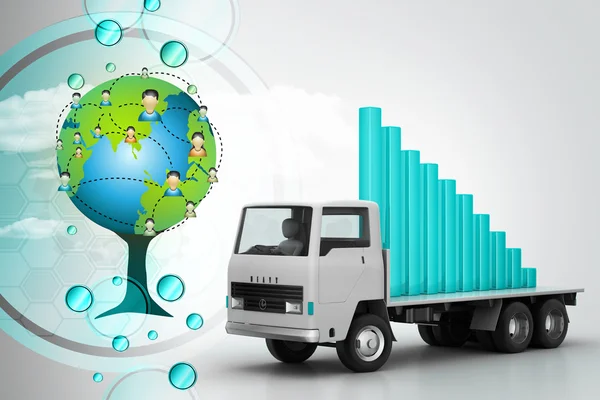 Business graph in truck — Stockfoto