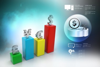 Renkli para birimi grafik