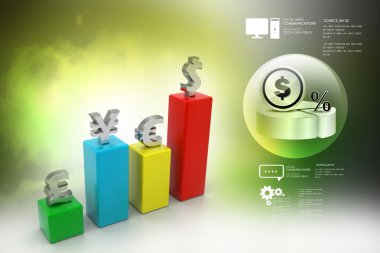 Renkli para birimi grafik