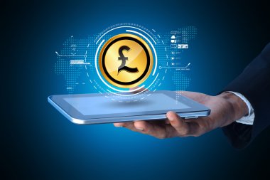 El pound işareti dijital tablet üzerinde tutar.
