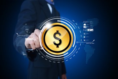 Dolar işareti üzerinde gösteren bir el