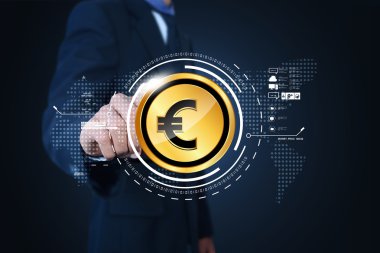 Euro simgesi üzerinde gösteren bir el