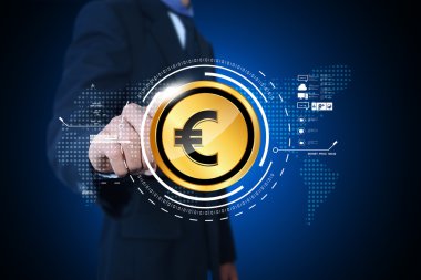 Euro simgesi üzerinde gösteren bir el