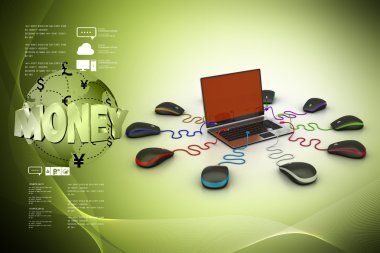 fareler ile çevresinde dizüstü