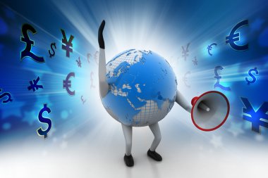 Küre hoparlör ve para birimi işaretiyle