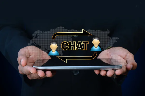 Chat icon on digital tablet — Stock Photo, Image