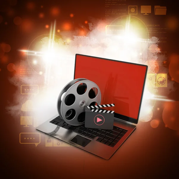 Laptop with reel concept — Stock Photo, Image