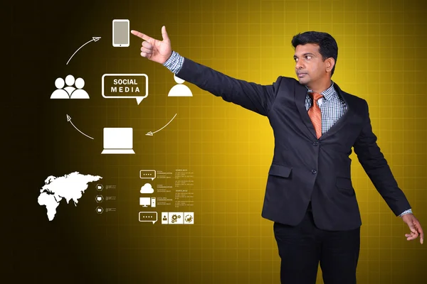 Man showing social network concept — Stock Photo, Image