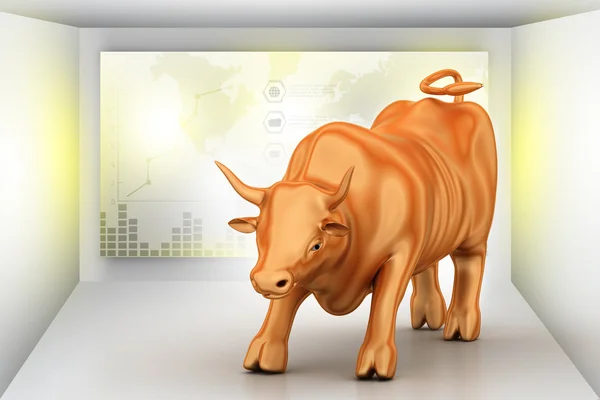 Investing financial symbol with bull — Stock Photo, Image