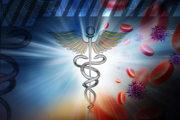 DNA och caduceus tecken — Stockfoto