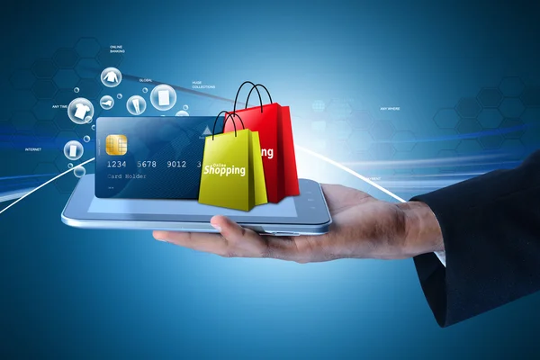 Businessman using shopping interface — Stock Photo, Image