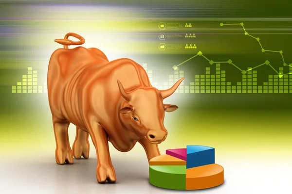 Geldanlage Finanzsymbol mit Stier — Stockfoto