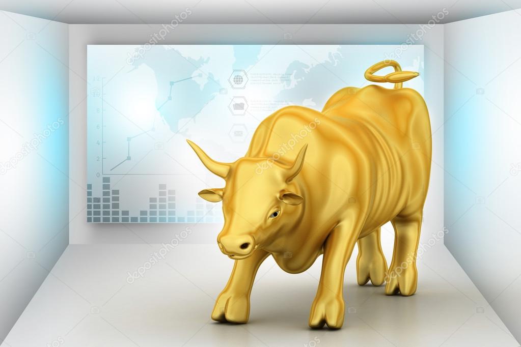 Investing financial symbol with bull