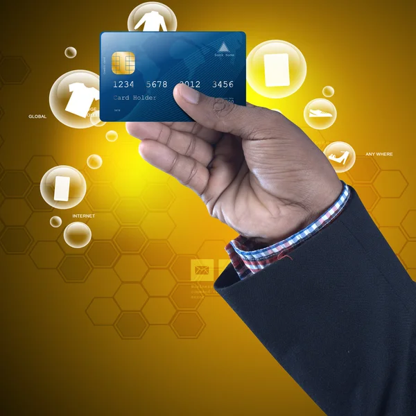 Podnikatel zobrazeno kreditní karta — Stock fotografie