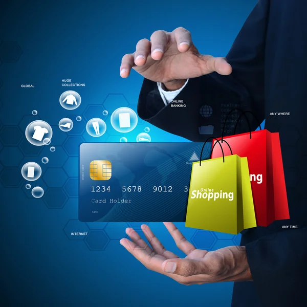 Businessman using shopping interface — Stock Photo, Image