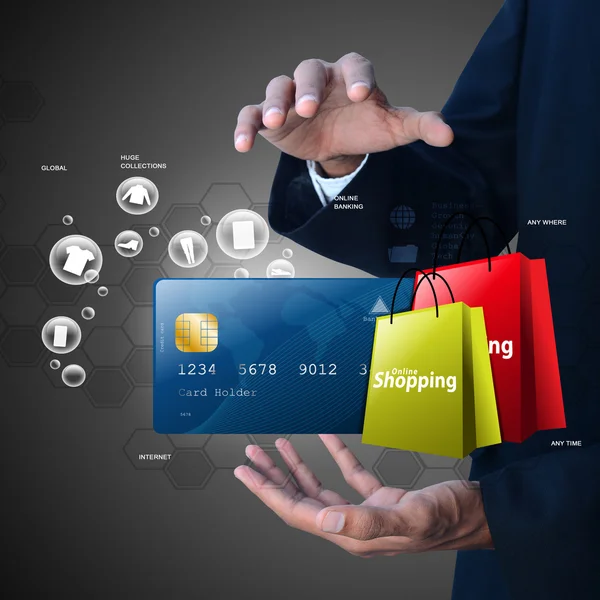 Businessman using shopping interface — Stock Photo, Image