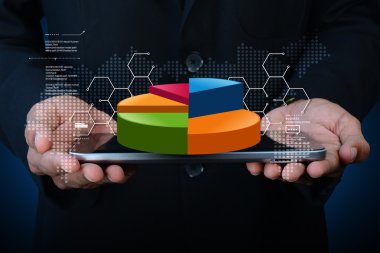 işadamı dijital grafik ile çalışma