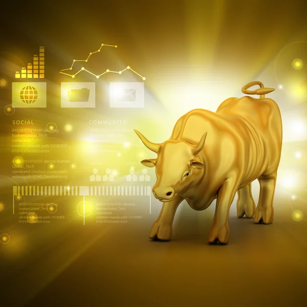 Фінансові графіки з биком — стокове фото