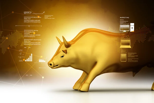 Financiële grafieken met bull — Stockfoto