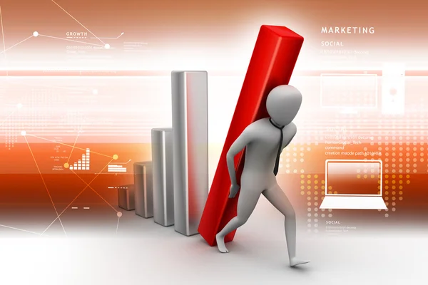 Hombre de negocios llevando la columna grande del diagrama — Foto de Stock