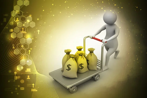 Money bags on trolley — Stock Photo, Image