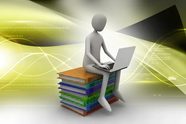 Man sitting on books stack — Stock Photo, Image