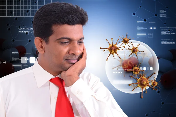 Young man on medical background — Stock Photo, Image