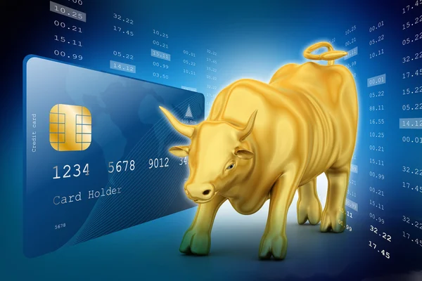 Kreditkort med bull — Stockfoto