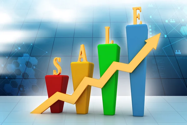 Grafico a barre e crescita delle vendite — Foto Stock