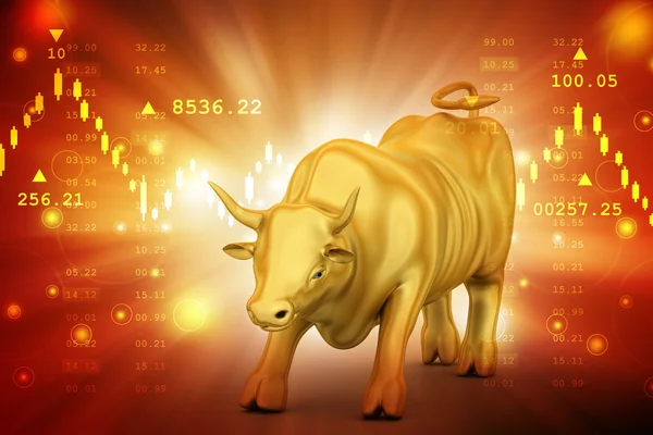 Investing financial symbol with bull — Stock Photo, Image