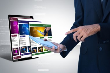Businessman holding tablet pc