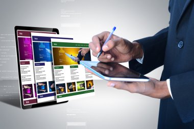 Businessman holding tablet pc