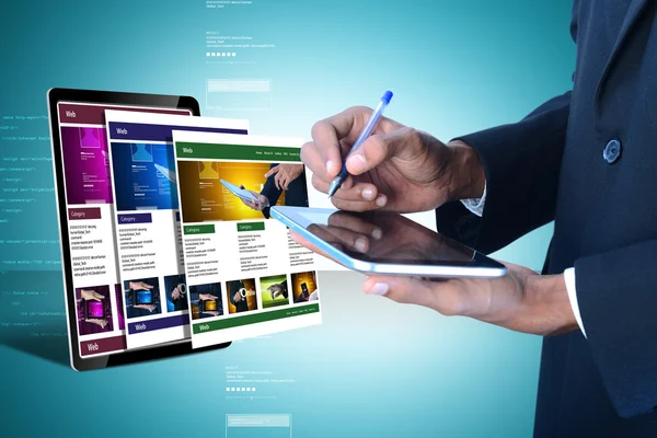 Businessman holding tablet pc