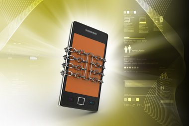 Akıllı telefon zinciri içinde kilitli